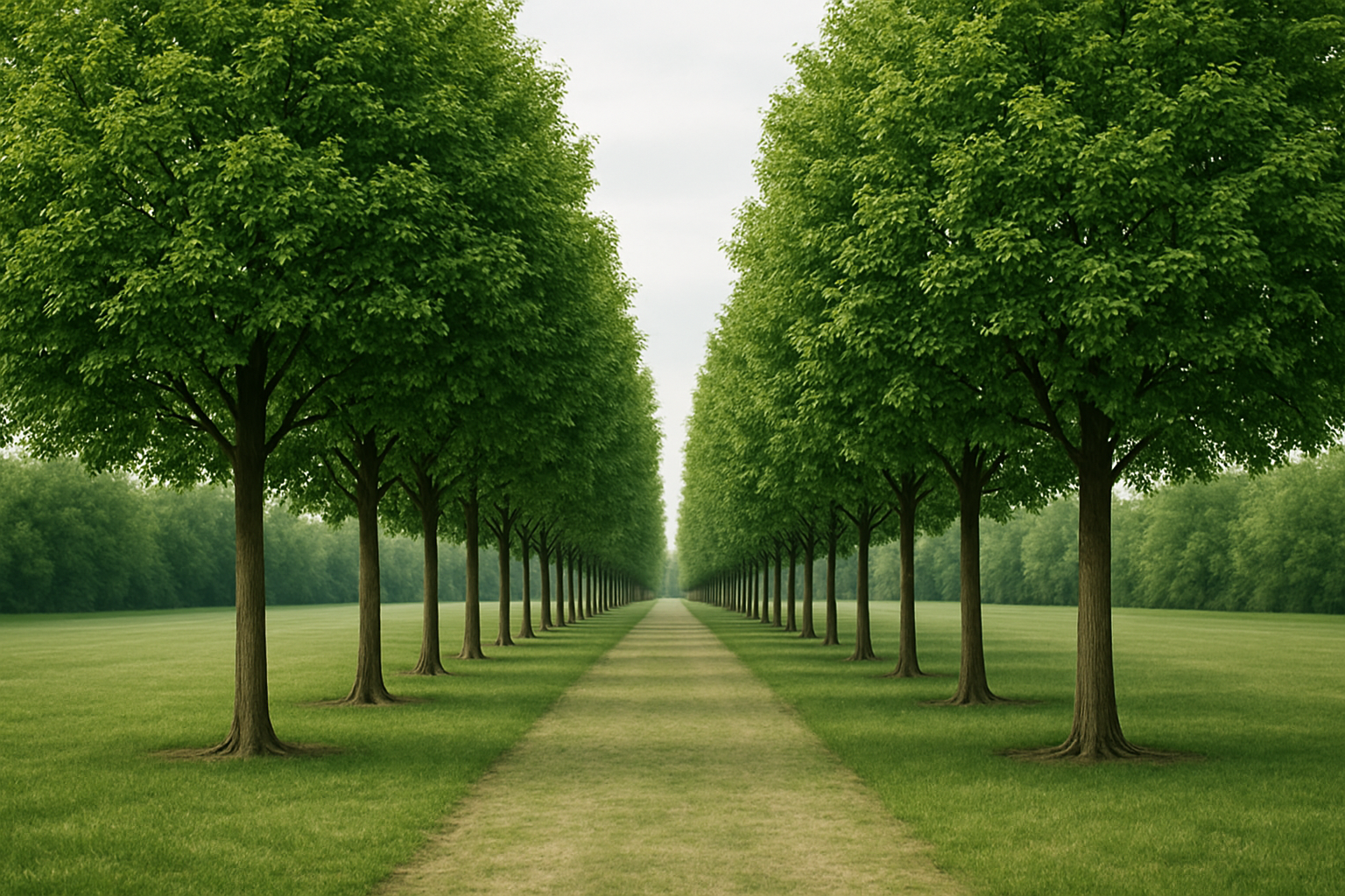 Simetrically placed trees photography and render