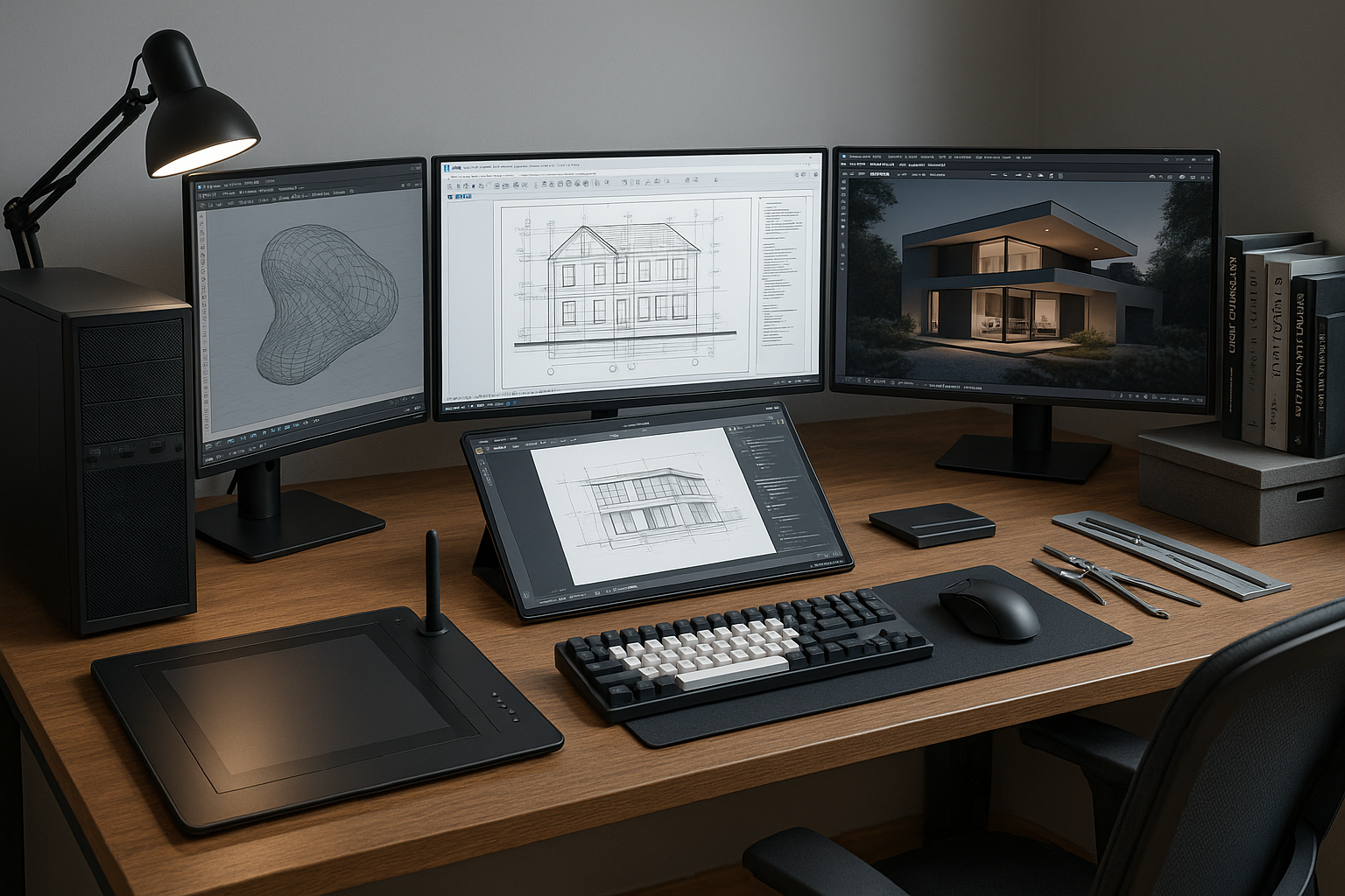 Work inviorment for pc and tools like Rhino, Revit, SketchUp, or Blender